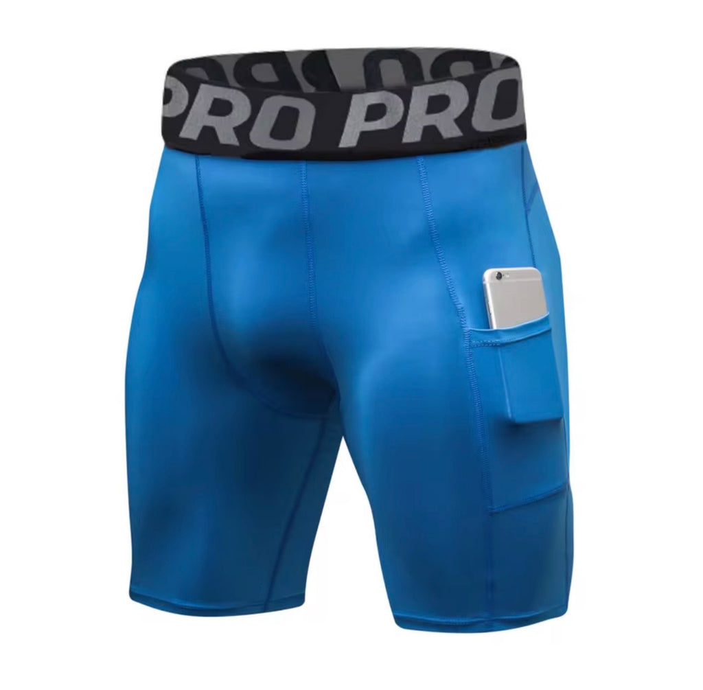 Compression Shorts Men's Anti-Chafing Underwear Base Layer Quick Dry Running Shorts with Pockets for Workout and Gym Activities